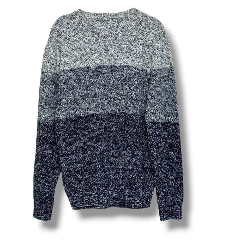 AMONGST OTHERS Mens L Textured Knit Ombre Stripe Crewneck Sweater Preppy - Picture 3 of 7